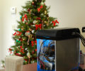 Aquarium PC in front of Christmas tree